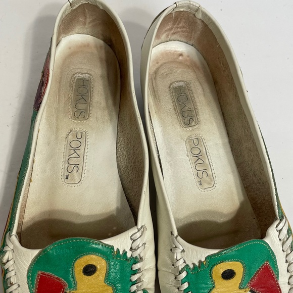 Parrot Loafers 5 Vintage Rainbow Leather Patchwork Green Hokus Pokus Bird - Picture 4 of 13